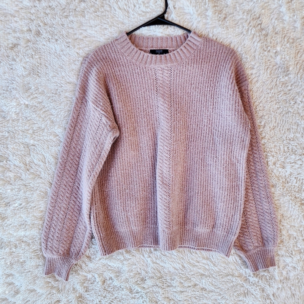 Tahari Wool Blend Blush Cable Knit Sweater